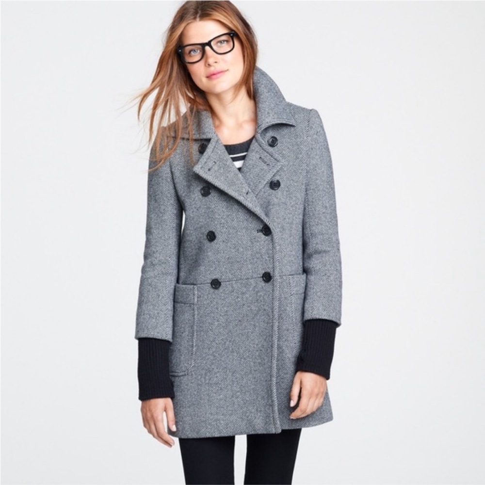 J. Crew Stadium Cloth Academy Coat in Herringbone - 00